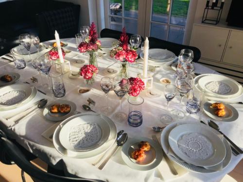 Our dinner party table setting
